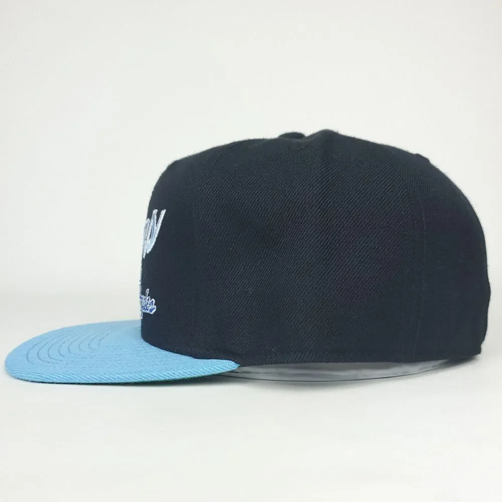 LA Lakers Mitchell & Ness Fitted 7 1/4‎ Flatbill Hat Cap Script Logo Black New